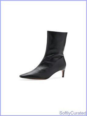 Womens Emmet Low Stiletto Bootie Square Toe Ankle Leather Boot